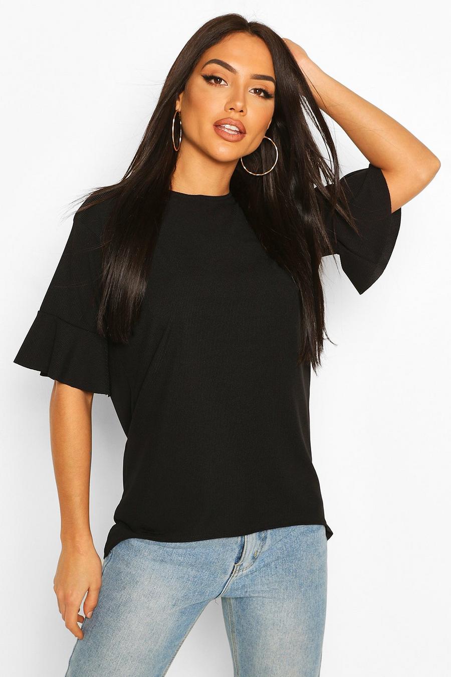 Ribbed Flare Sleeve Top image number 1