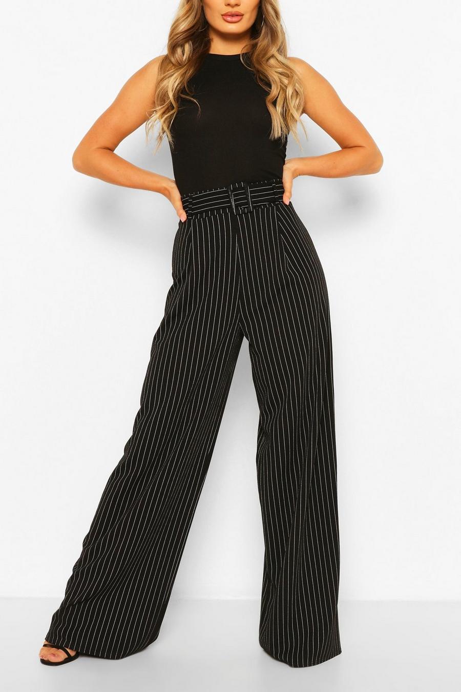 Pinstripe Belted Wide Leg Trouser image number 1