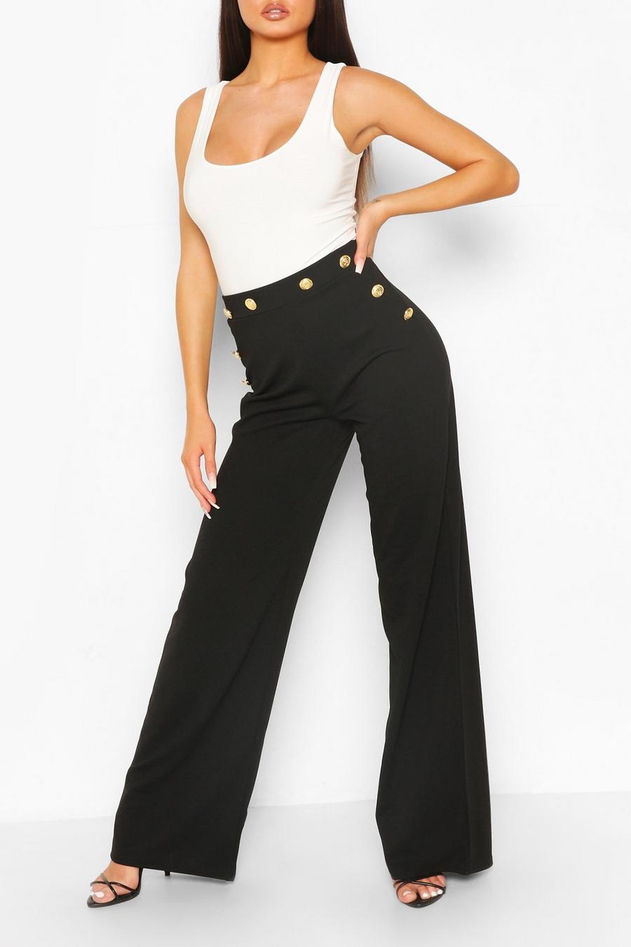 Button Detail Wide Leg Trousers image number 1