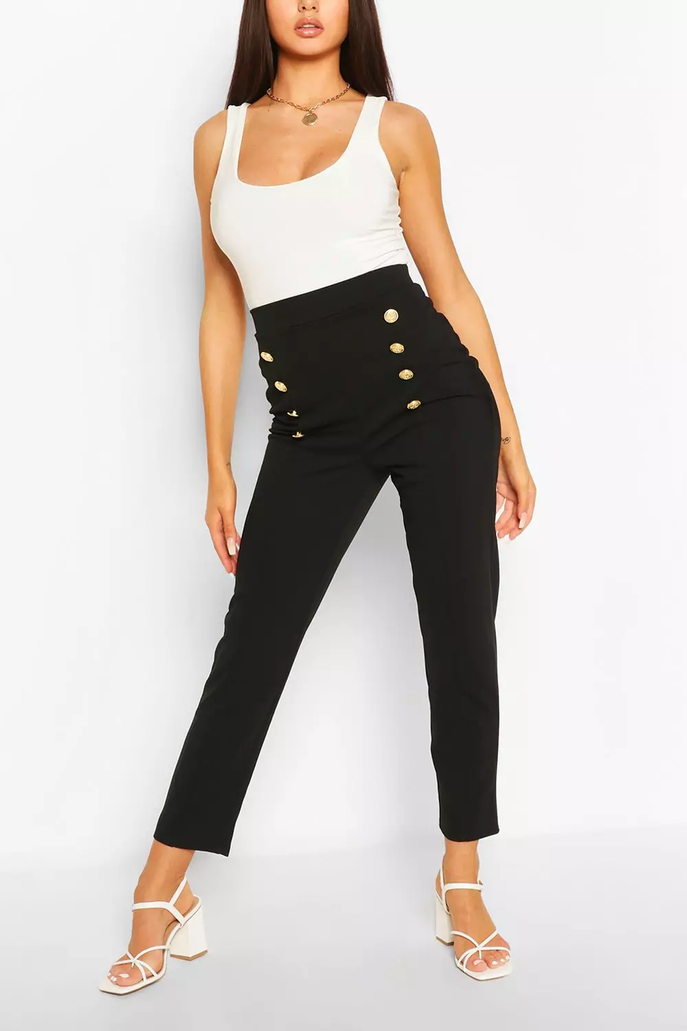 Black Button Front Straight Leg Trouser alternative image