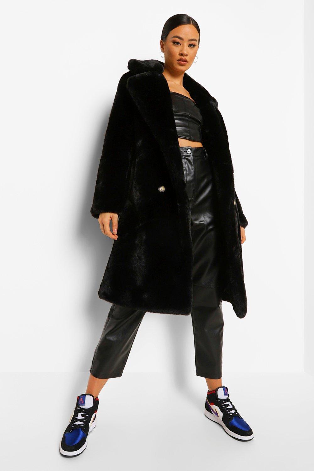 Manteau peluche noir femme hot sale