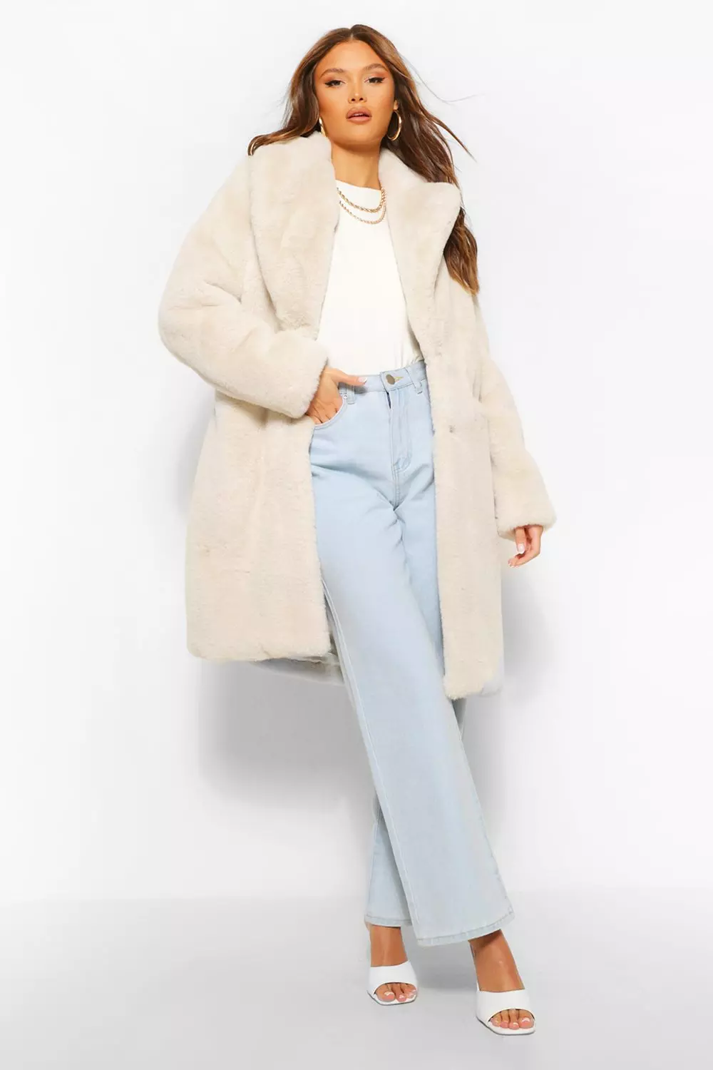 Plush faux fur coat hotsell