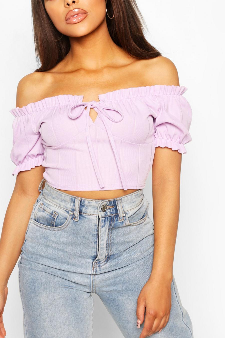 Crop top style rustique bandage, Lilas image number 1