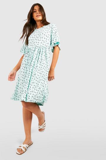 Ditsy Floral Smock Dress mint