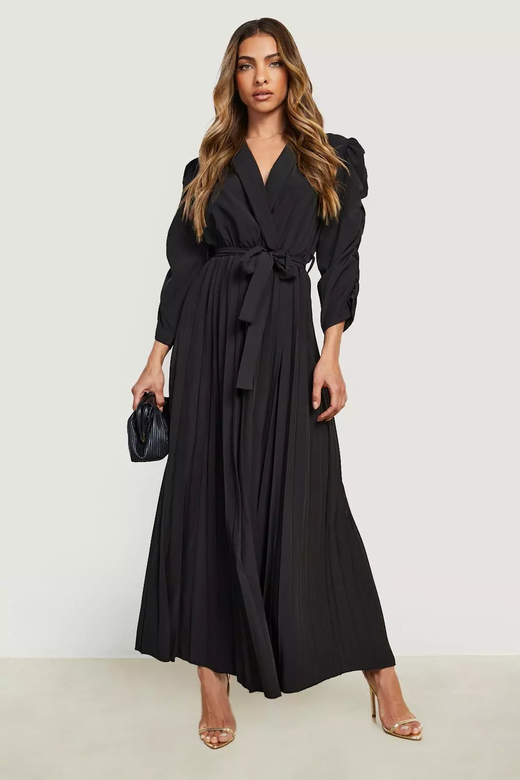 Long sleeve pleated outlet skirt dress