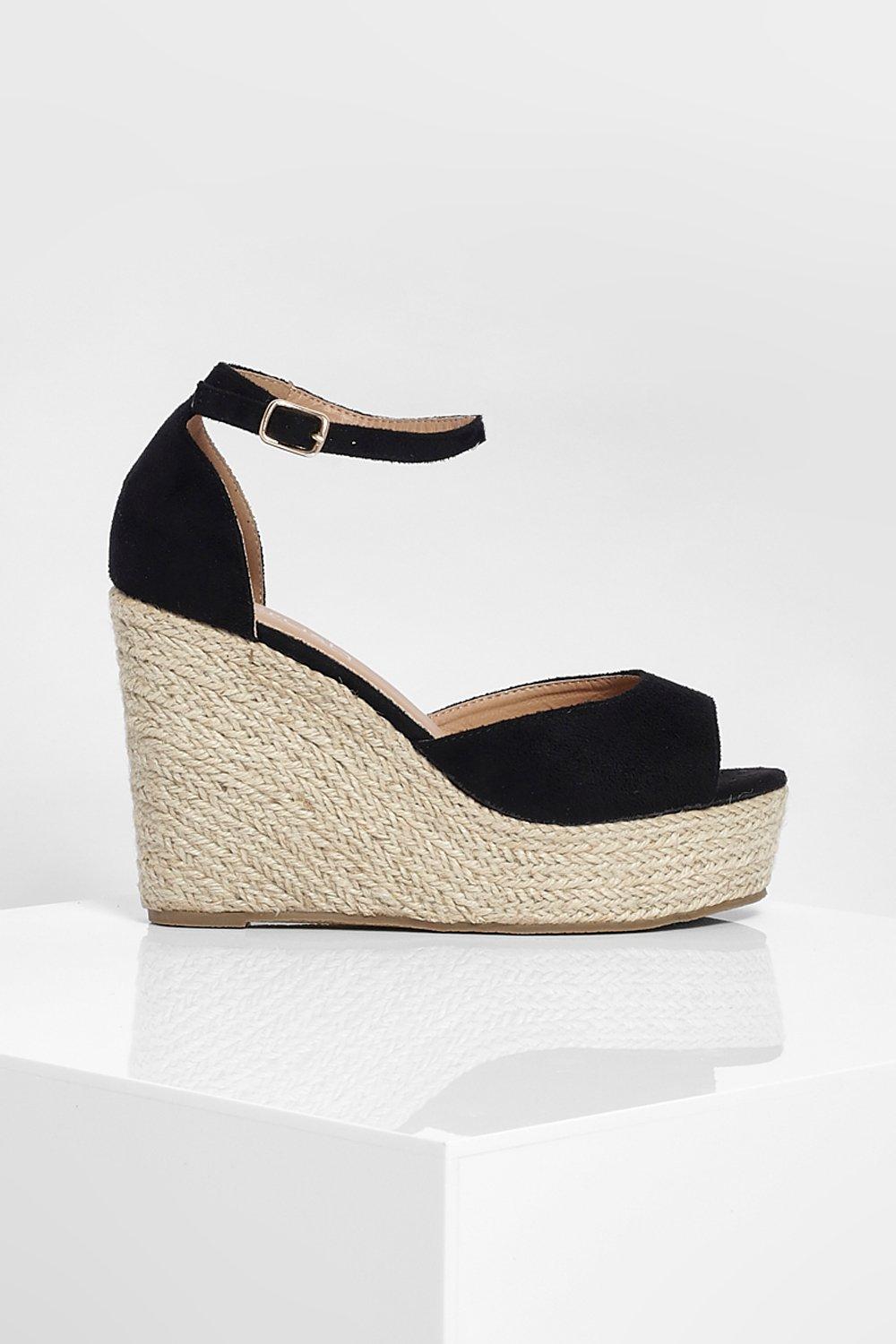 Black peep toe espadrilles online