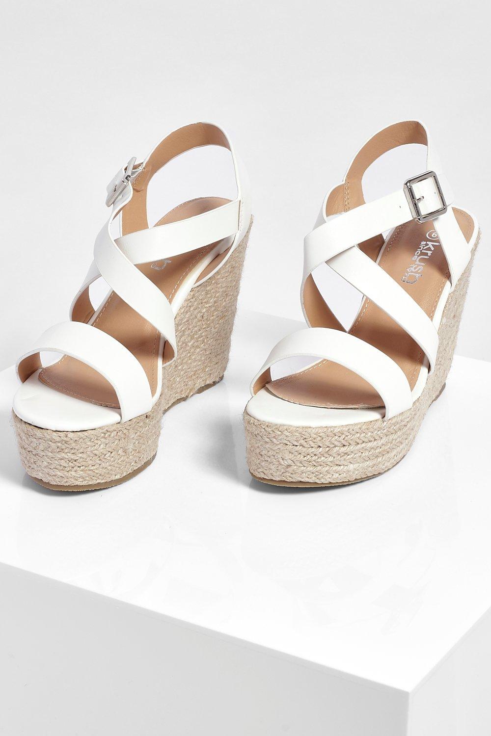 Ladies white best sale espadrille wedges