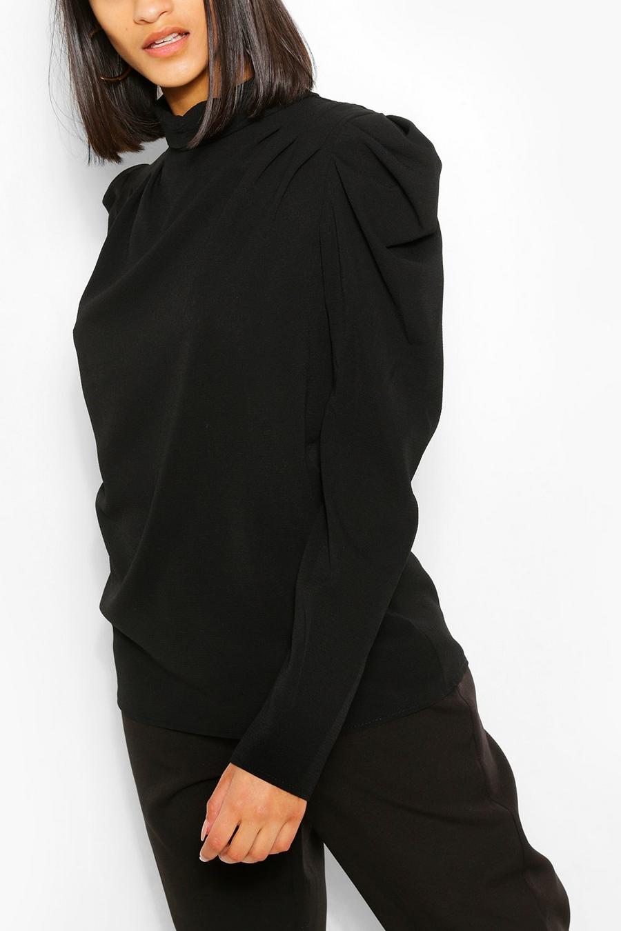 Ruched Neck Puff Sleeve Blouse image number 1