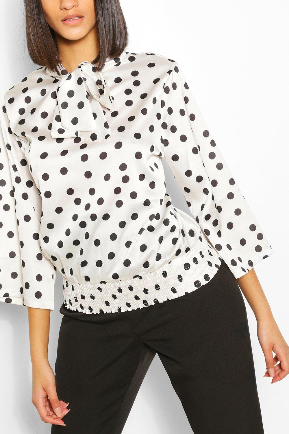 Satin polka-dot blouse - Women