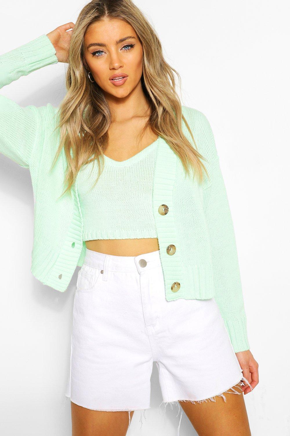 knitted skirt and cardigan co ord