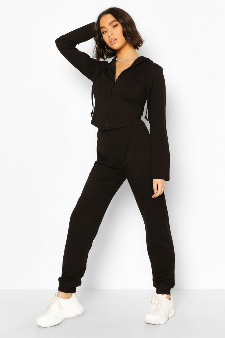 Black Fitted Zip Through Tracksuit image number 1