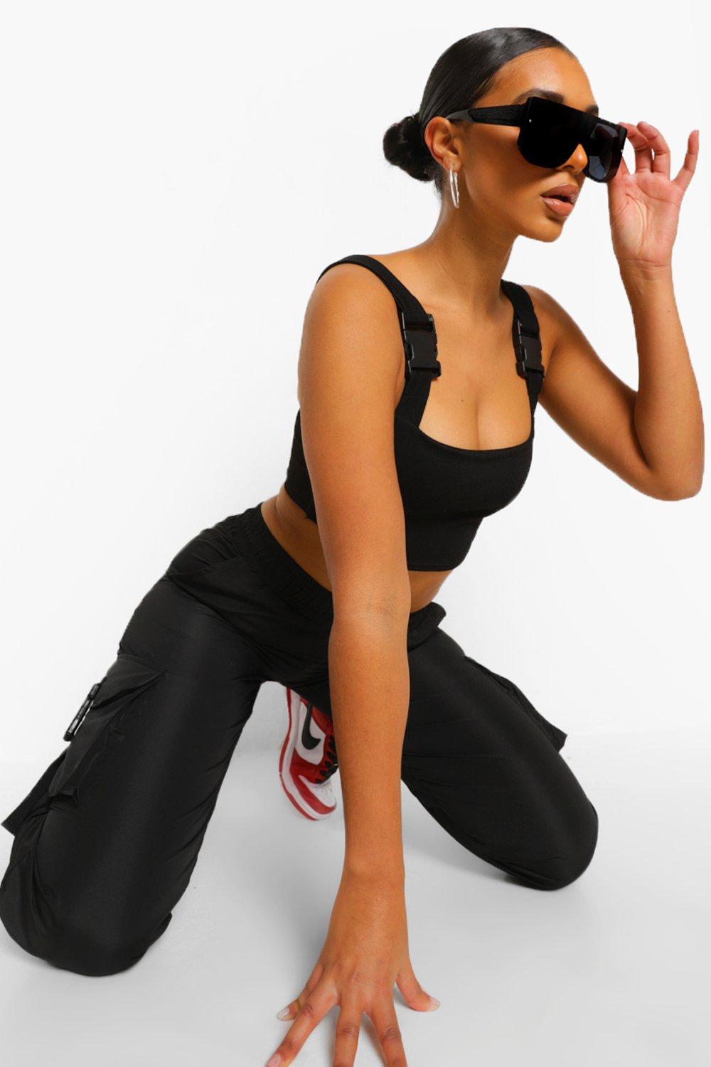 buckle crop top neon