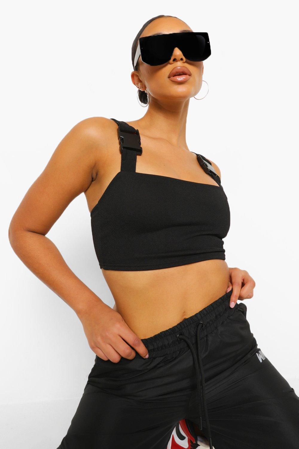 buckle crop top neon