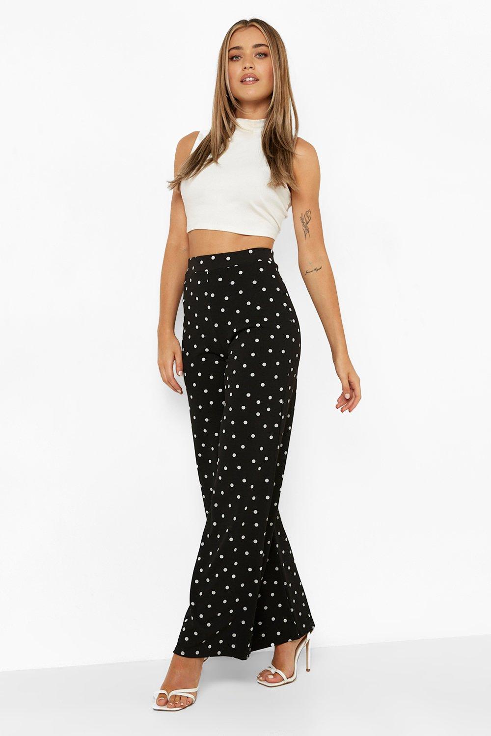 Black polka dot shop wide leg trousers