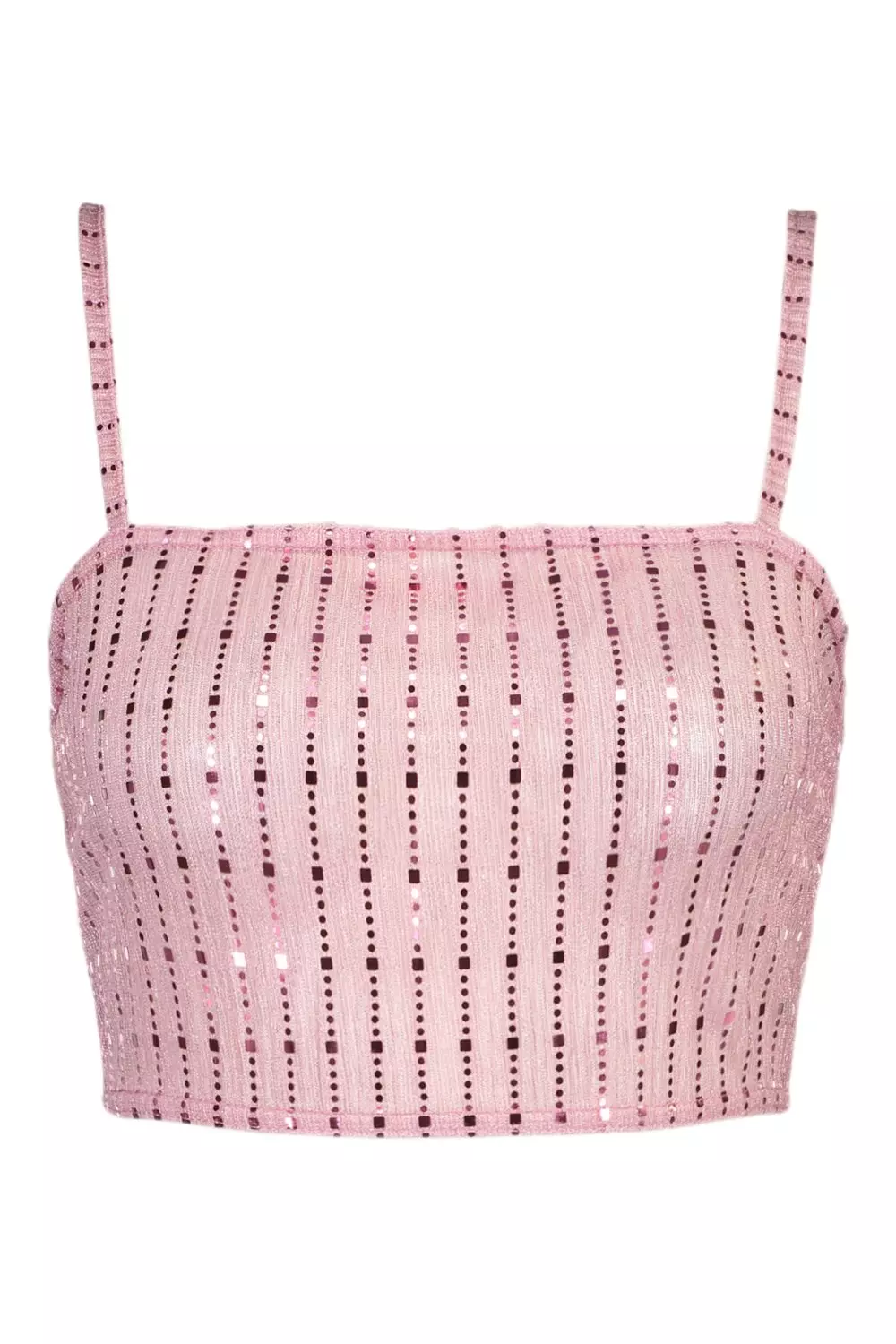 Pink Sequin Crop Top alternative image
