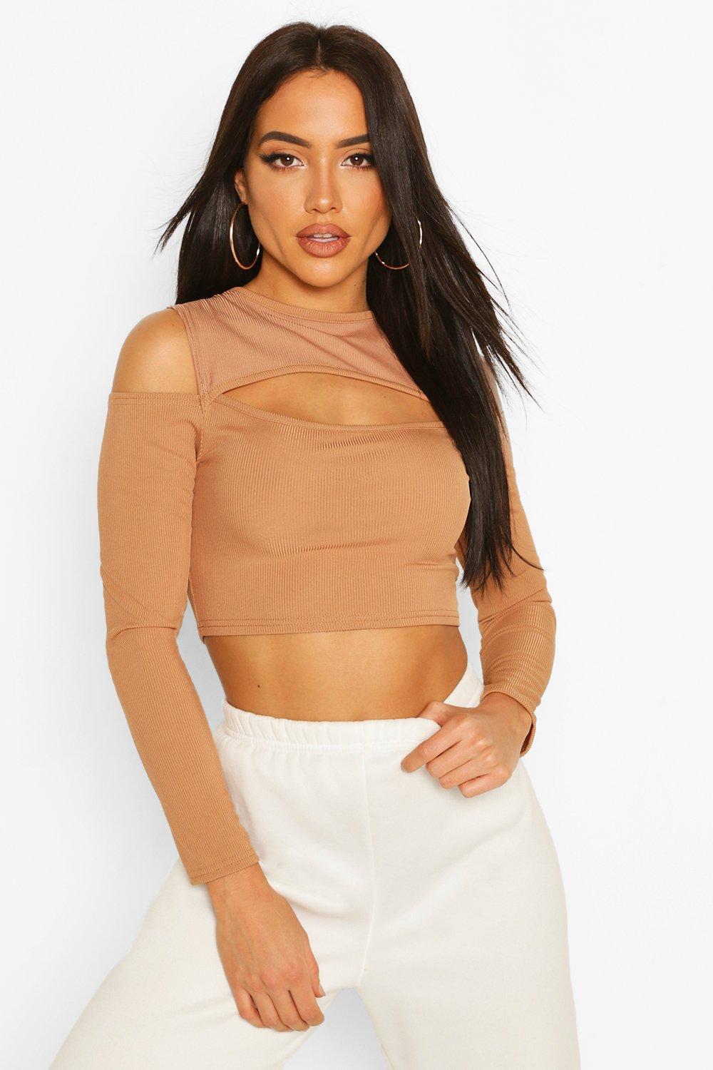 Cold shoulder keyhole hot sale top