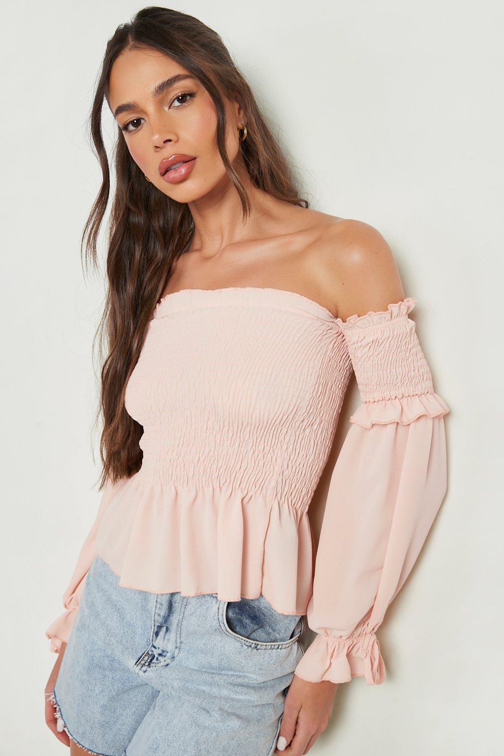 Nude off the shoulder top sale