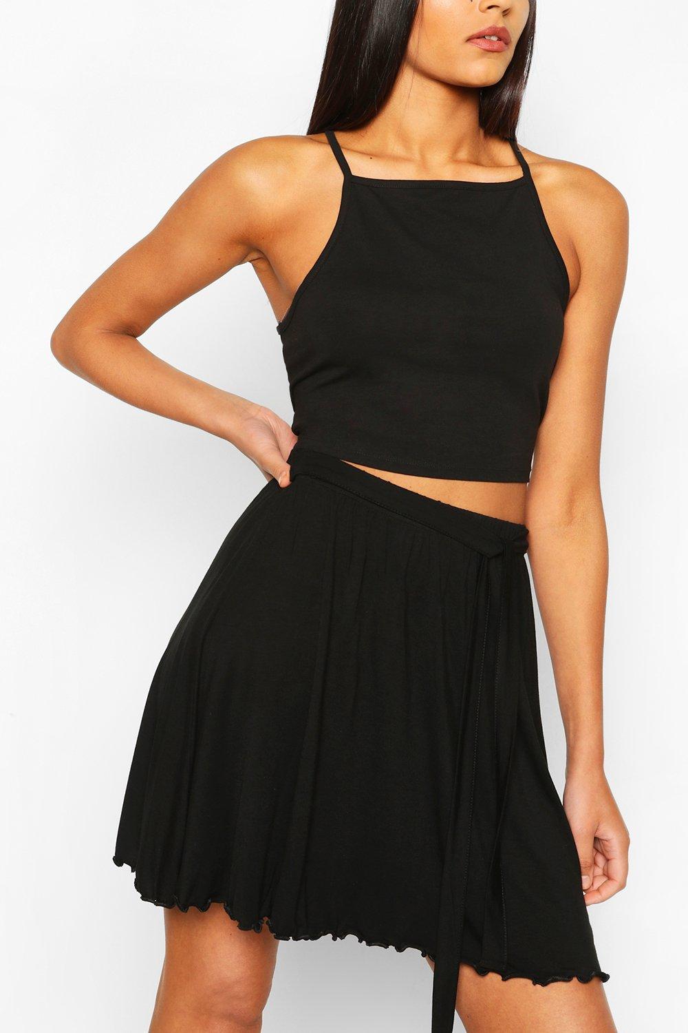 jersey skater skirt black