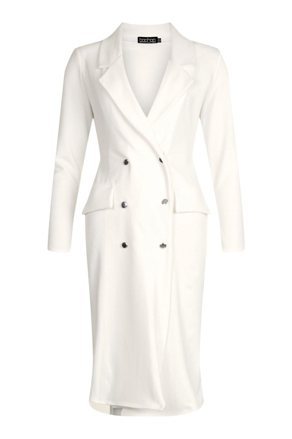 white blazer midi dress