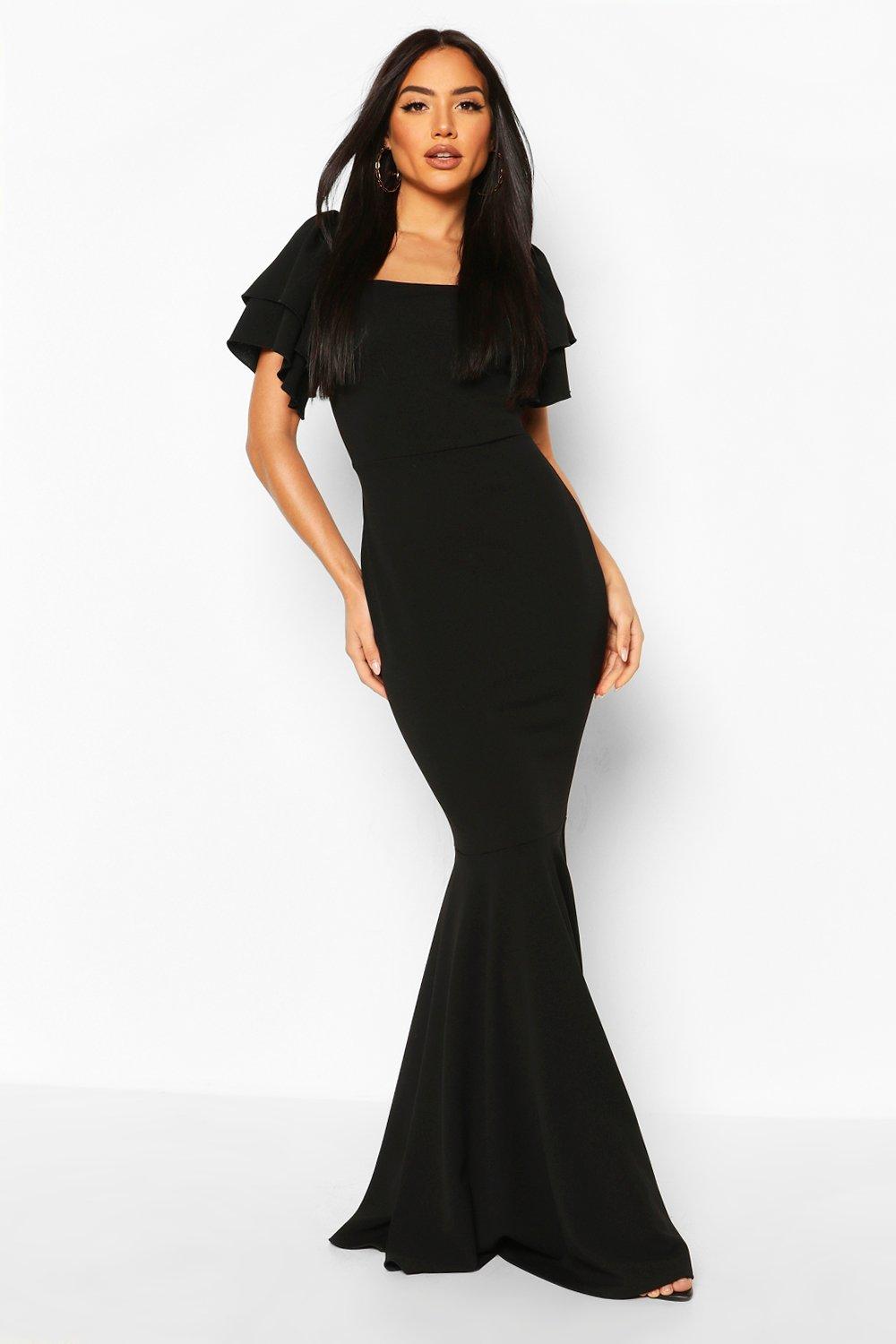 boohoo black fishtail dress