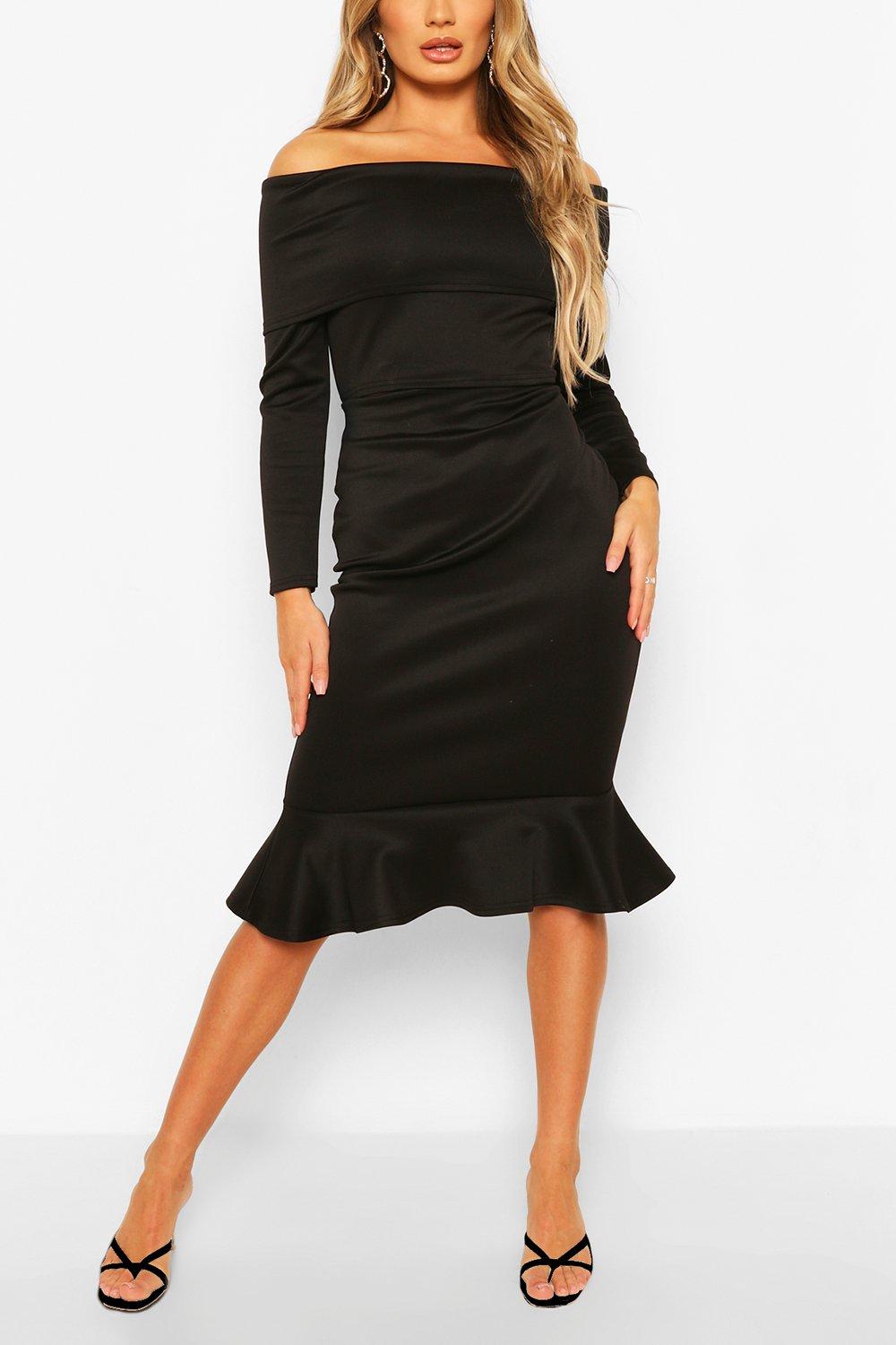 Missguided bardot shop fishtail midi dress