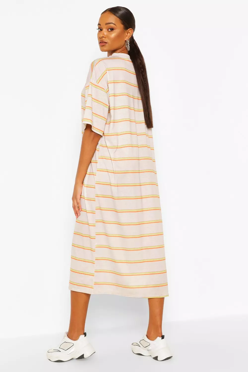 striped midi t shirt dress