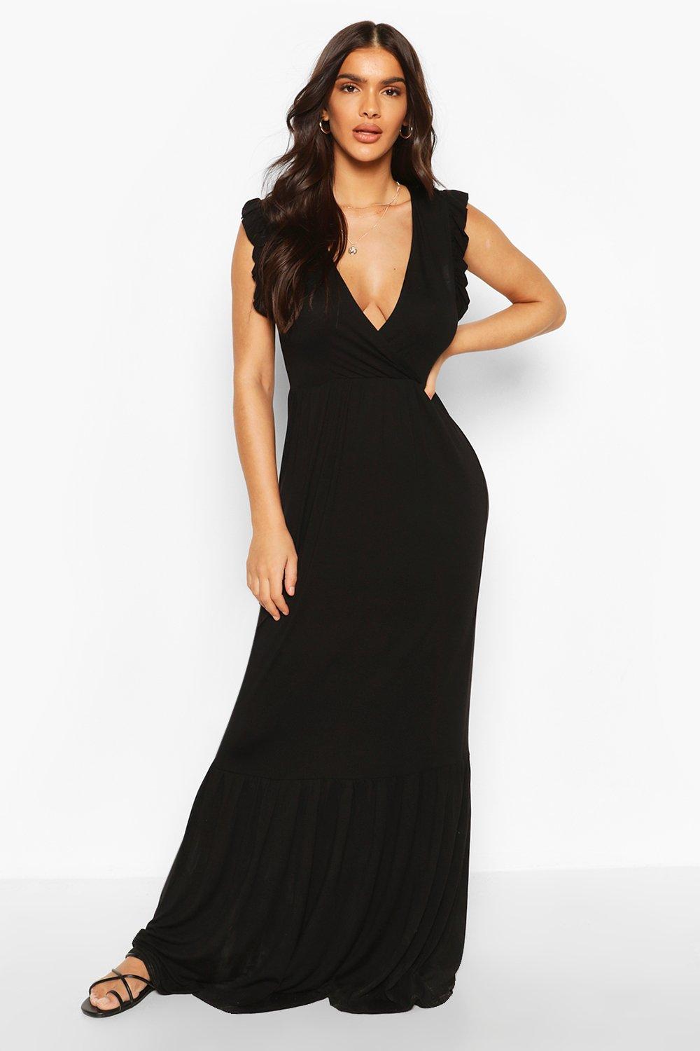 Ruffle Hem Frill Sleeve Maxi Dress | Boohoo UK