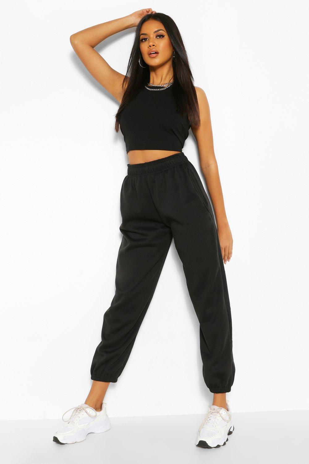 Jogging noir coupe oversize taille haute