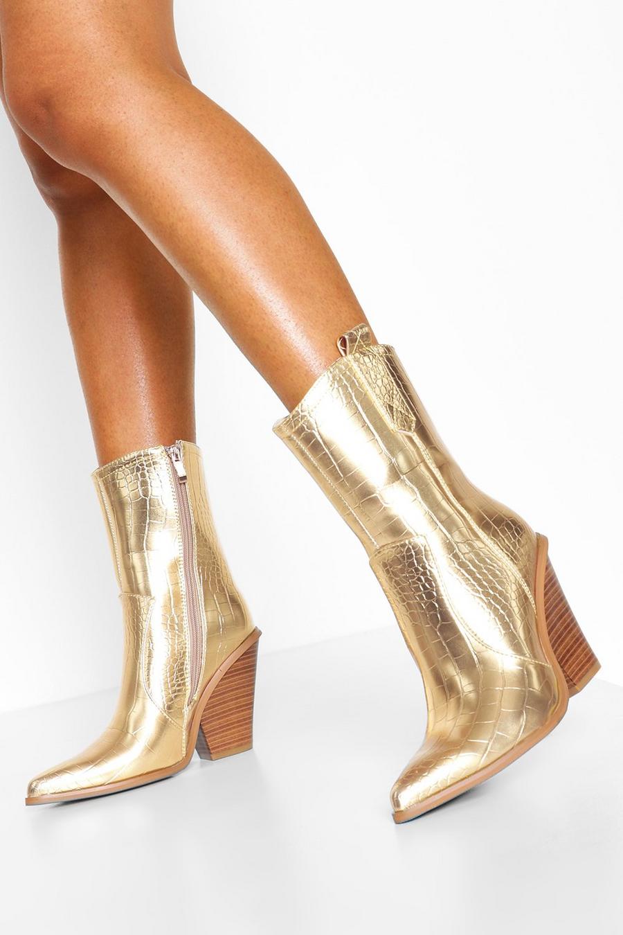 Gold metallic Metallic Western Boots image number 1