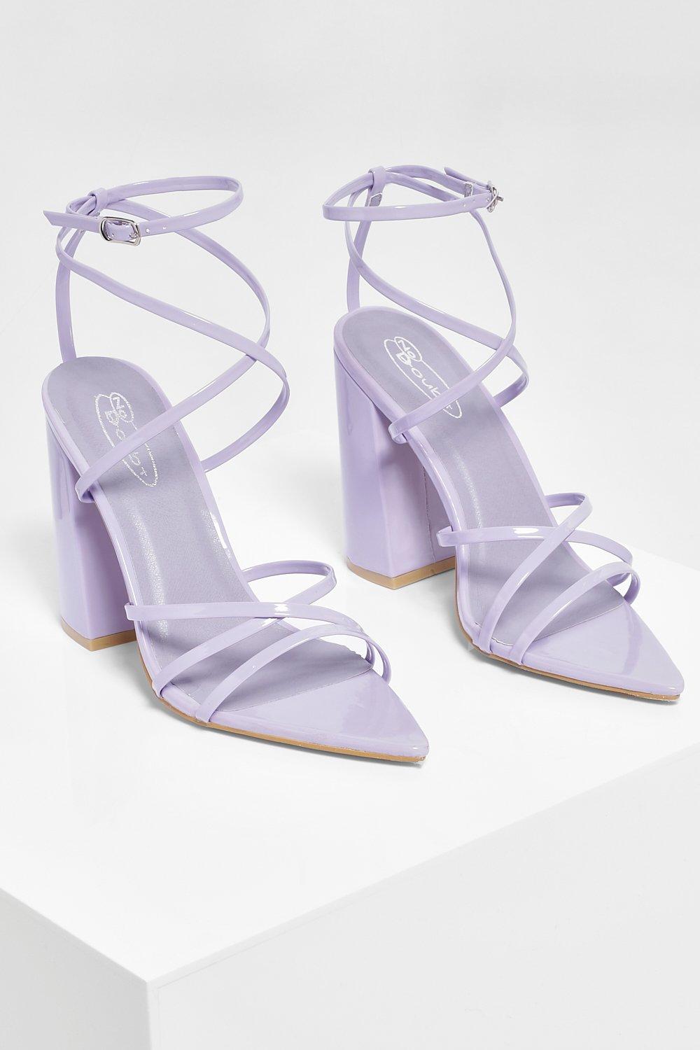 lavender block heel sandals