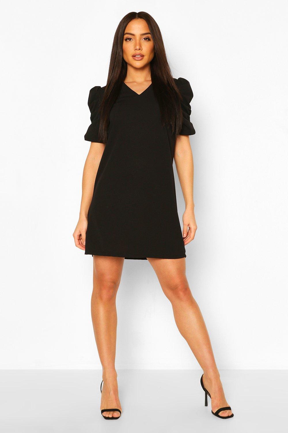 Boohoo basic v neck ruched best sale