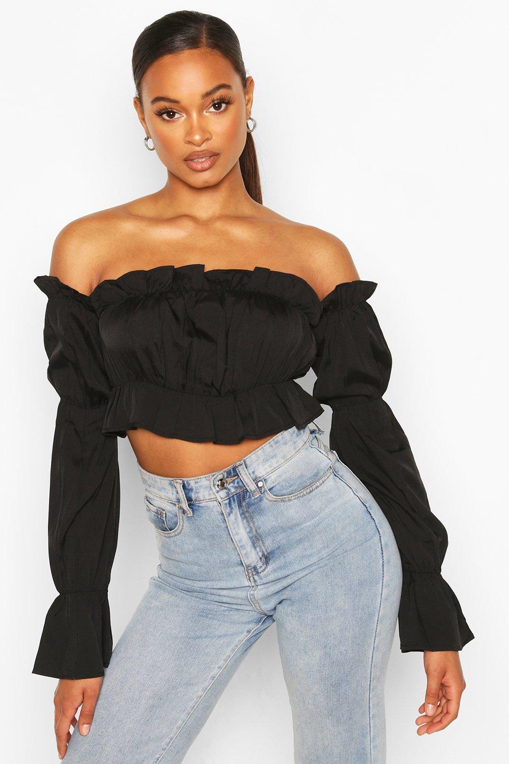 Shoulderless crop top new arrivals