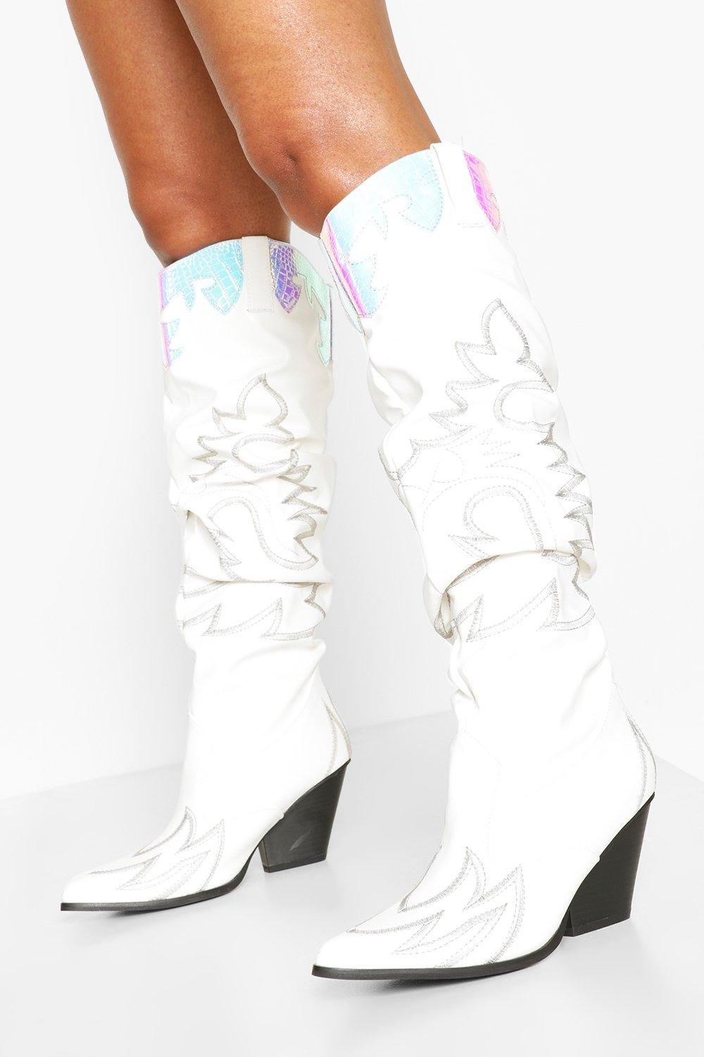 white high heel cowboy boots