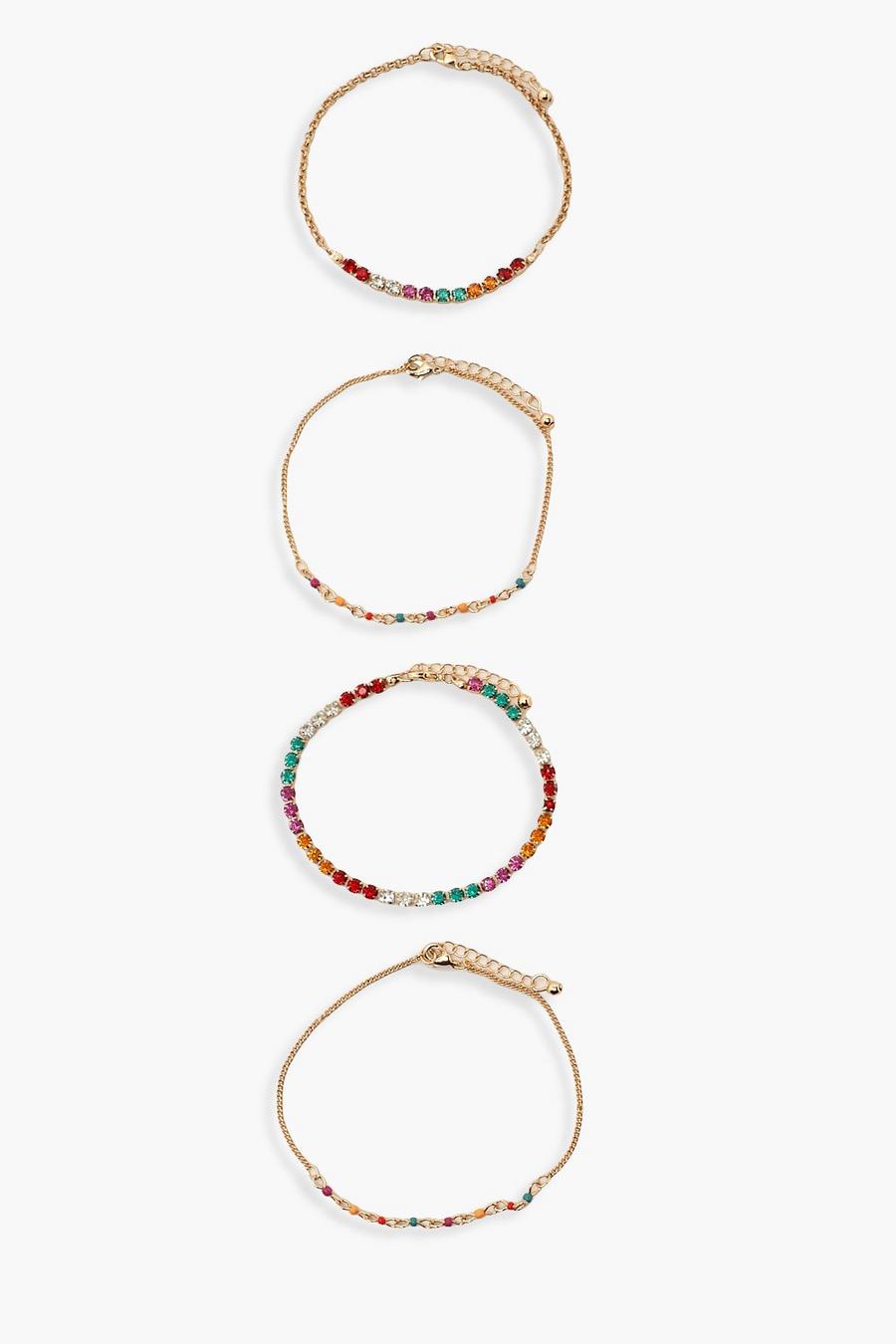Lot de 4 bracelets à pierres colorées, Multi image number 1