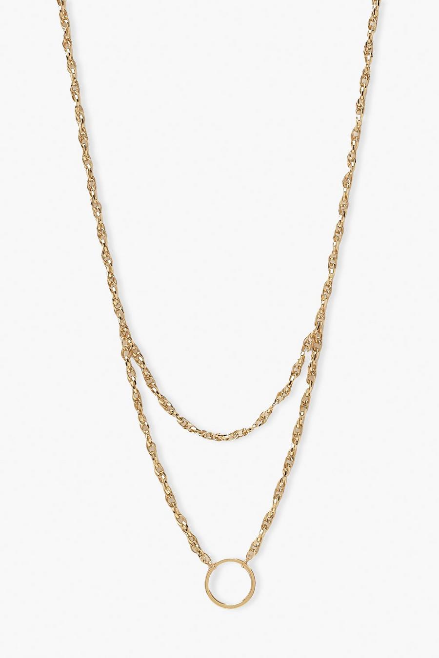 Gold Ring and Twist Chain Layered Necklace image number 1