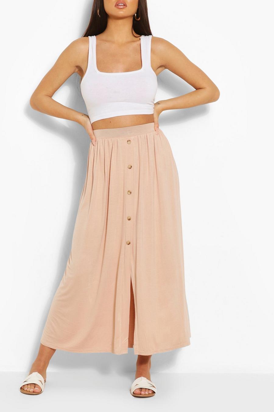 Nude Button Front Midi Skirt image number 1