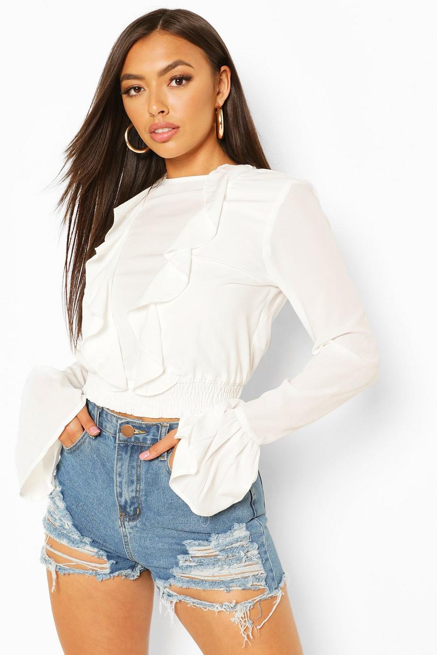 Woven Frill Detail Crop Top image number 1