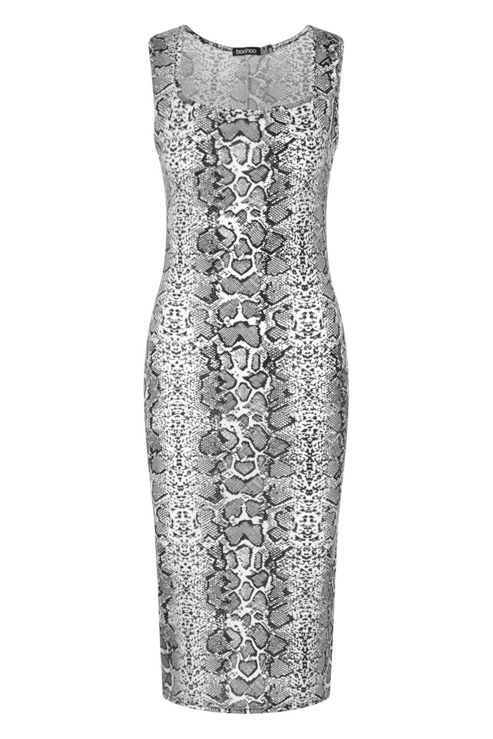 Shops white snake print bodycon dress