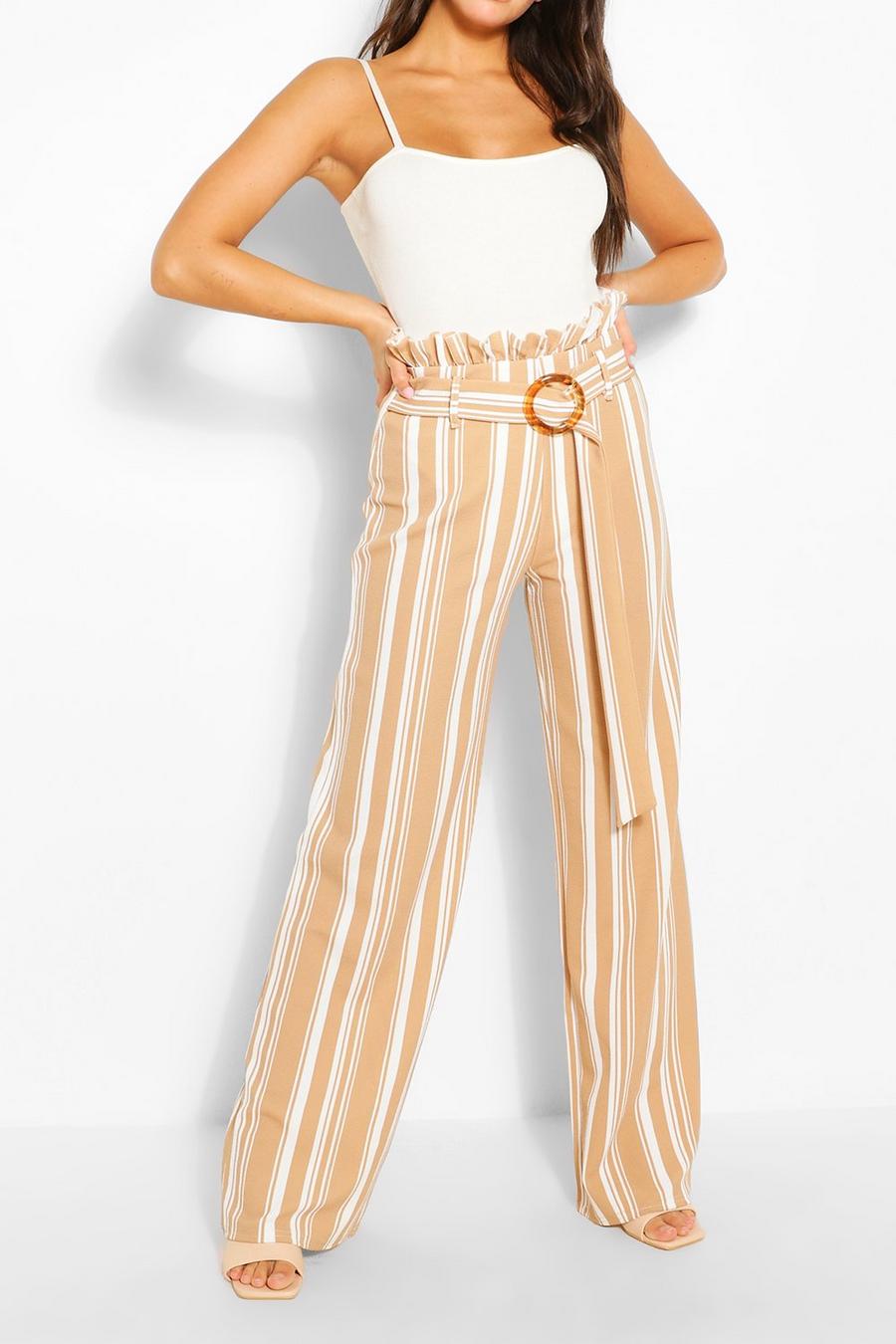 Stone Stripe Paperbag Wide Leg Trousers image number 1
