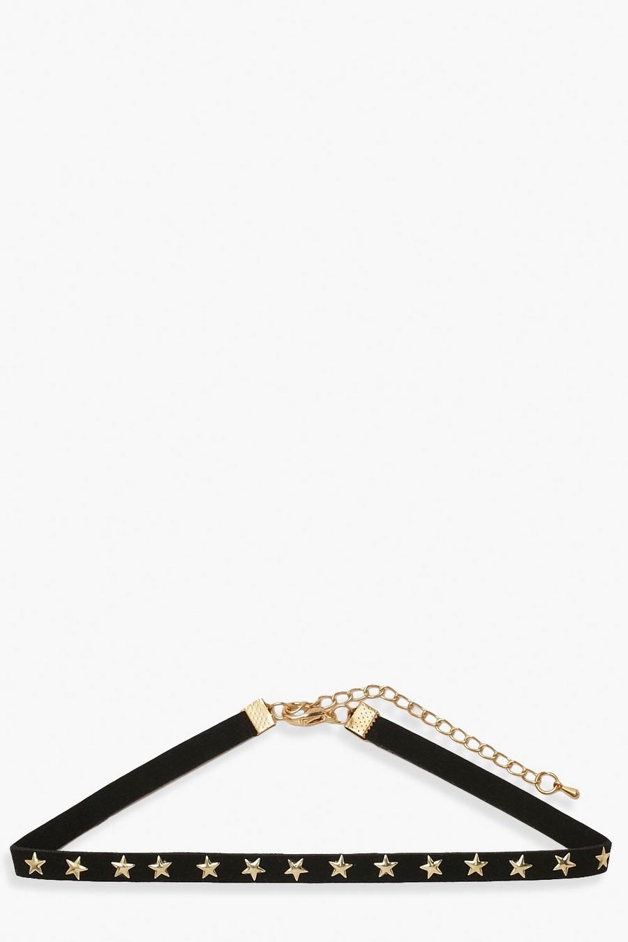 Black Suede Choker With Star Studs image number 1