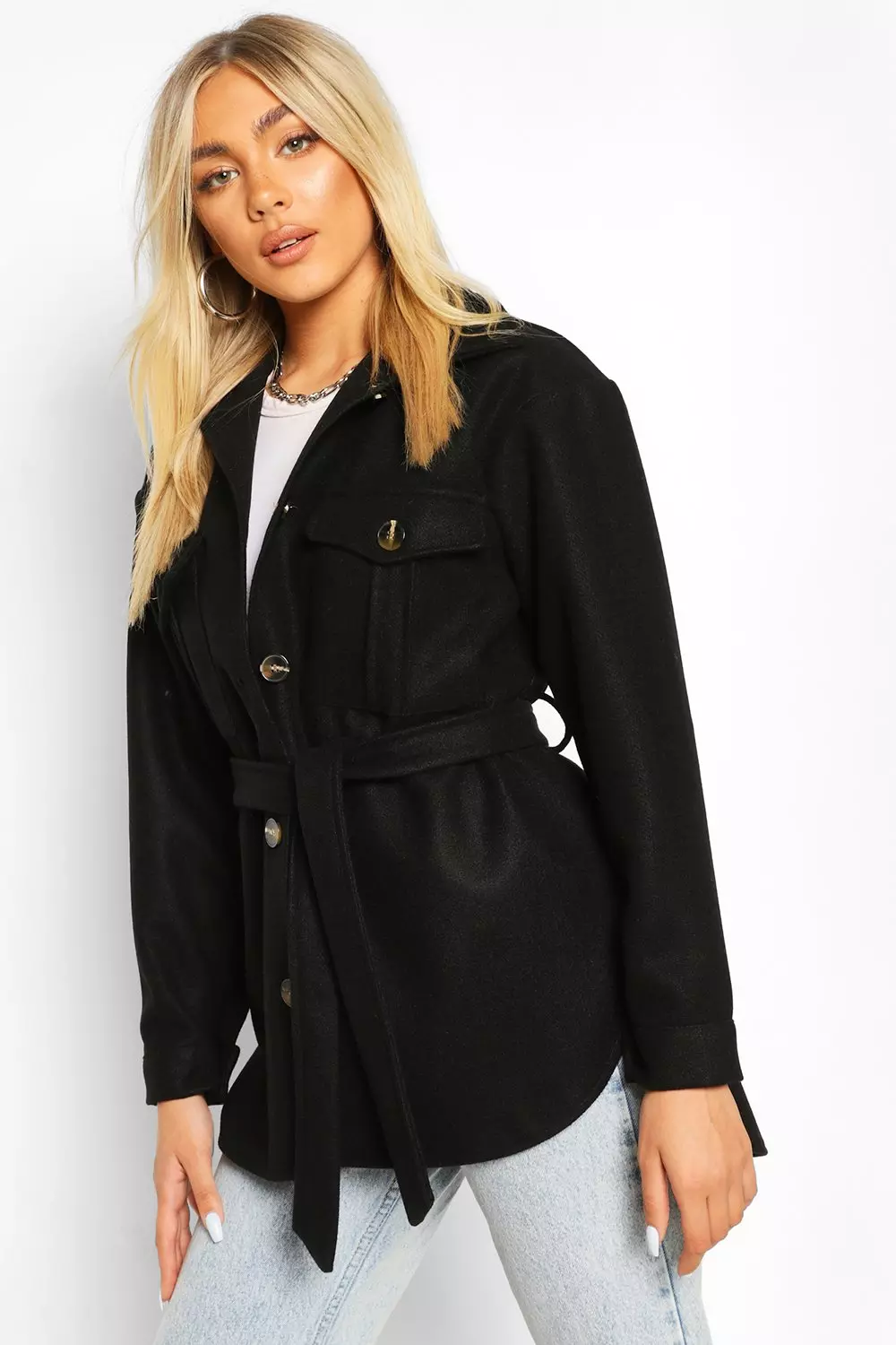 Black Belted Utility Shacket alternative image