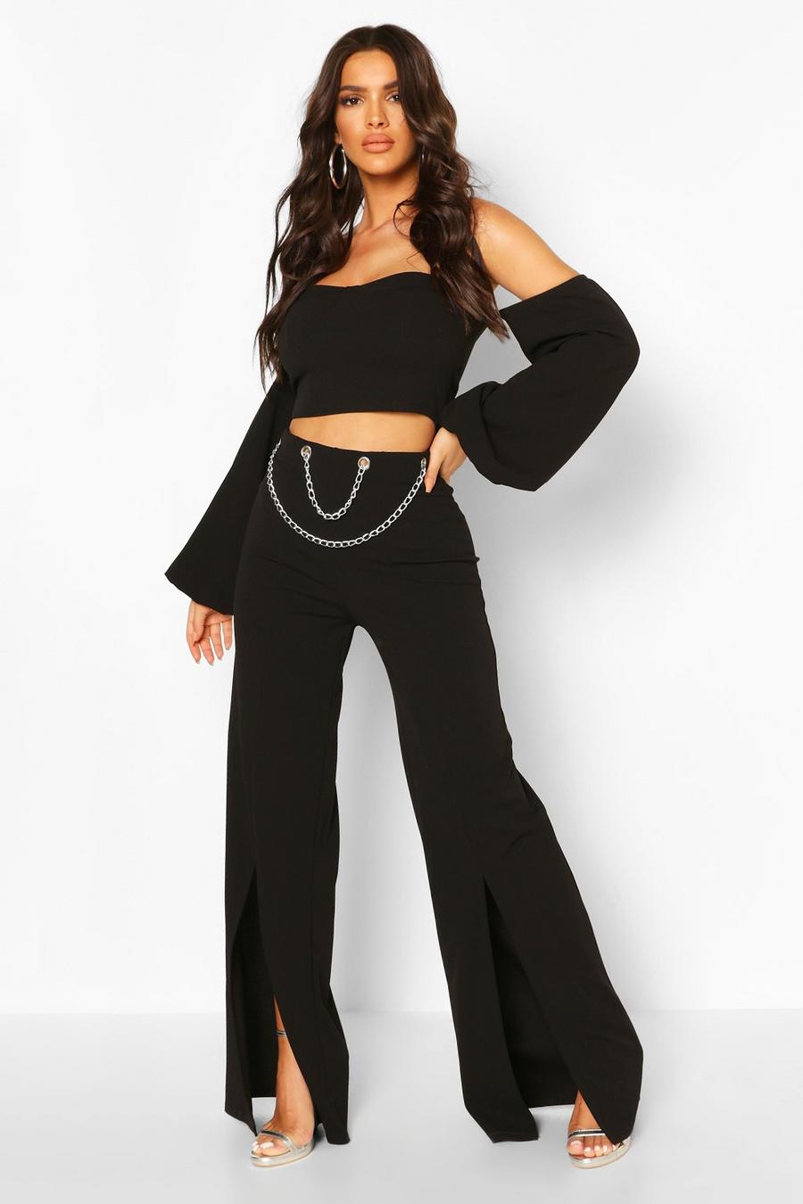Chain Detail Wide Leg Pants image number 1
