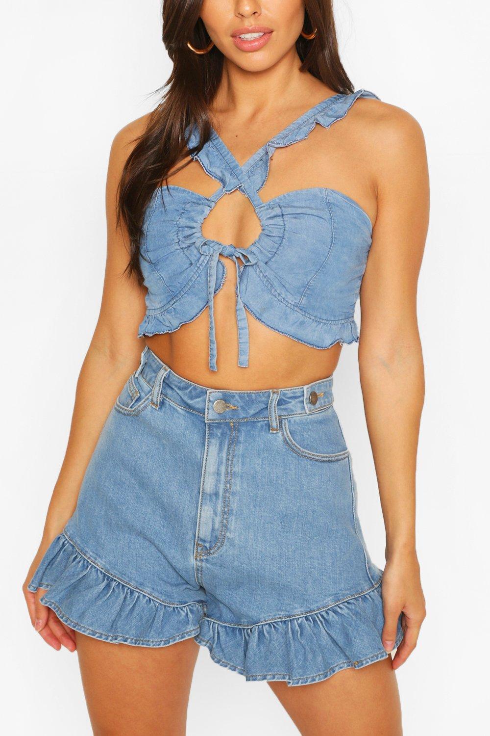 boohoo frill top