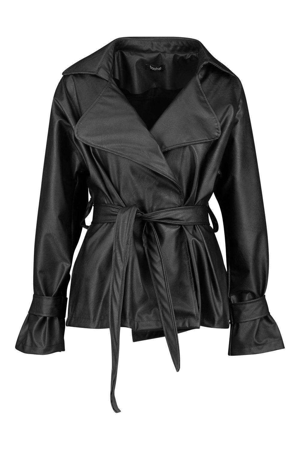 faux leather wrap jacket