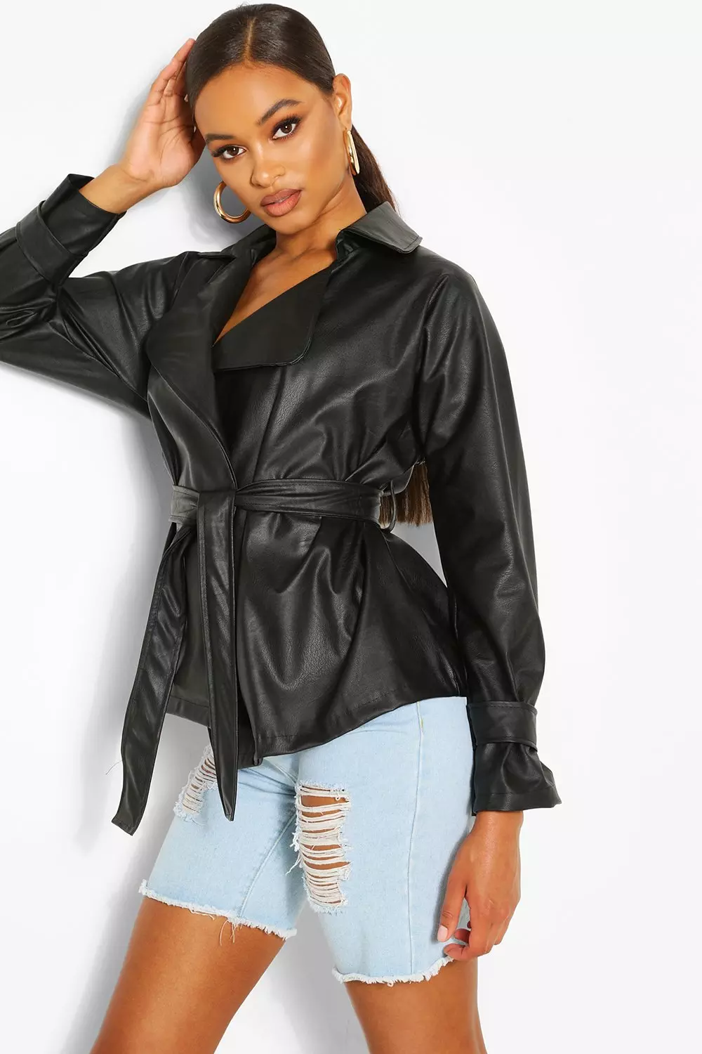 Leather wrap jacket sale