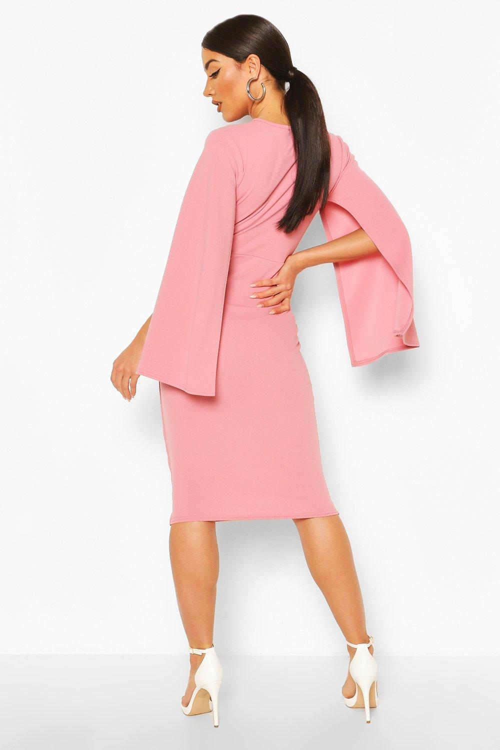 cape style wrap midi dress