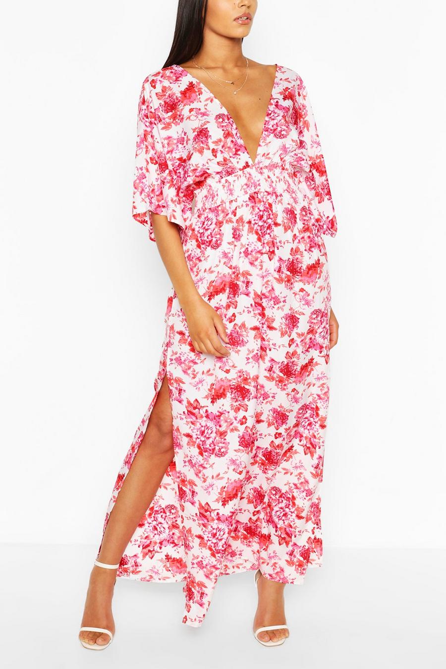 Floral Kimono Sleeve Split Maxi Dress image number 1