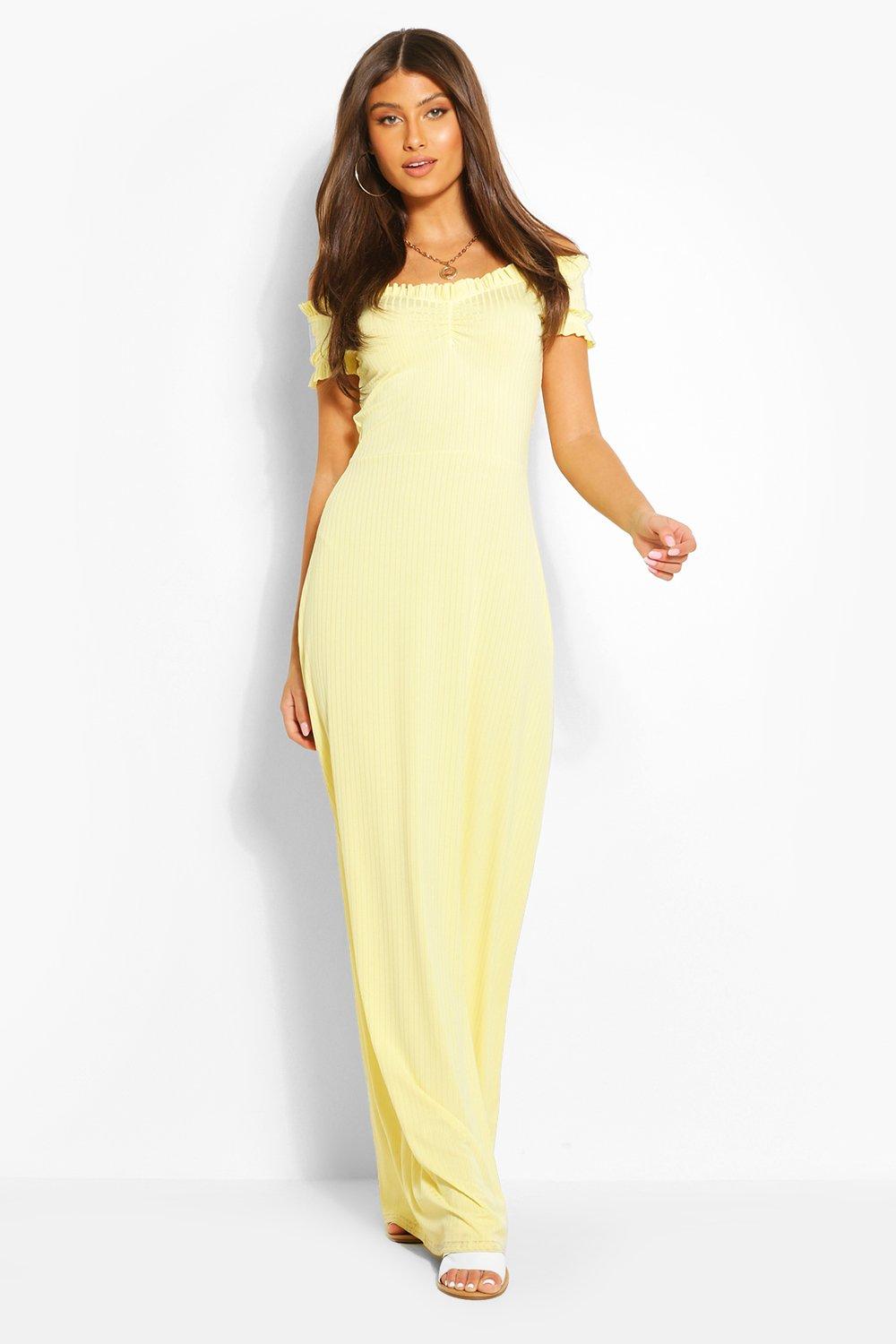 off shoulder ruffle maxi dress