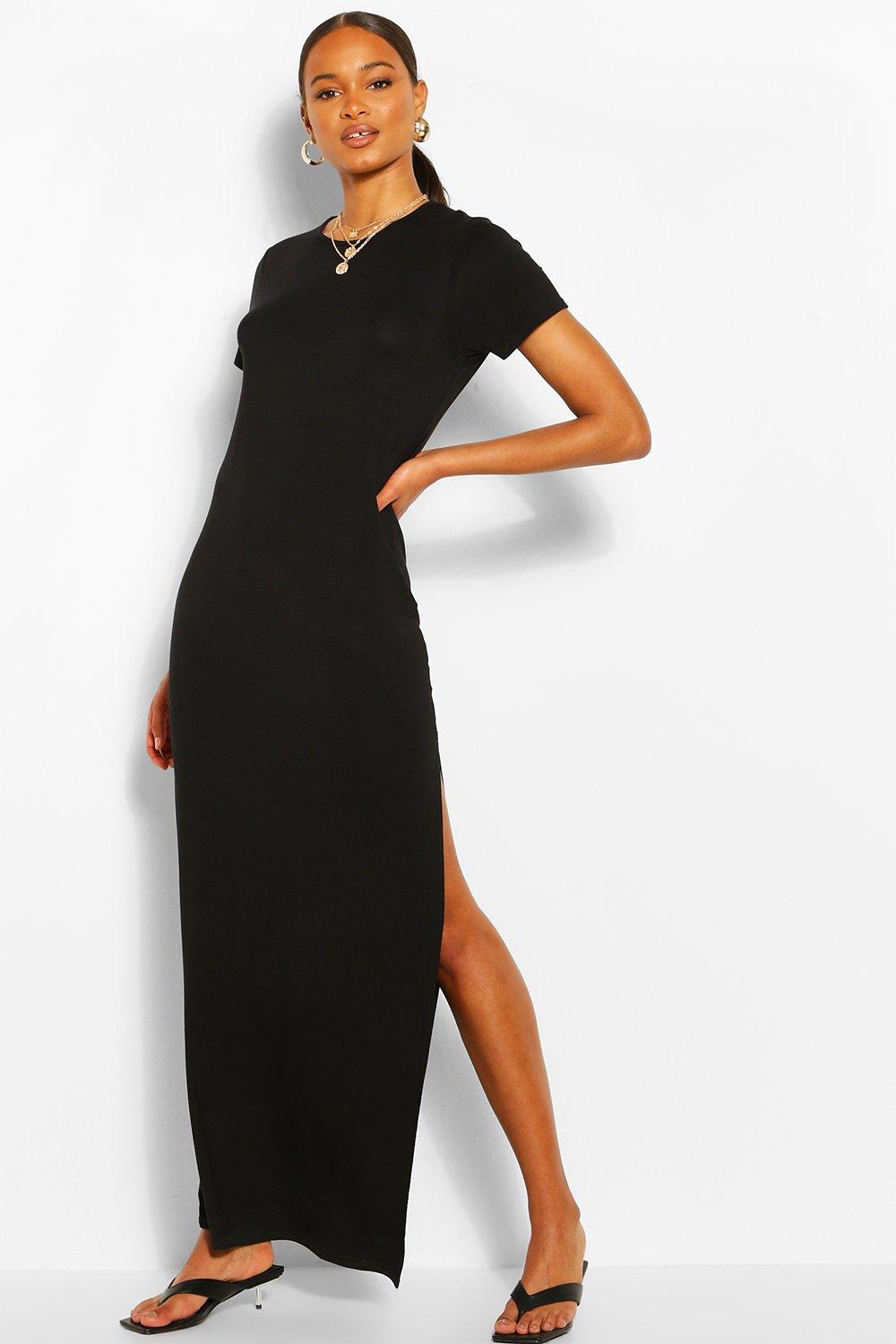 Short sleeve shop black maxi dress