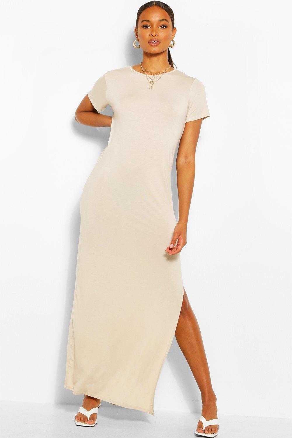 split maxi dress with shorts